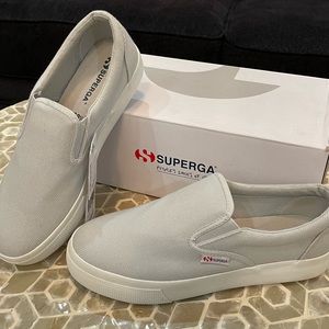 New Superga Grey Platform Slip-ons